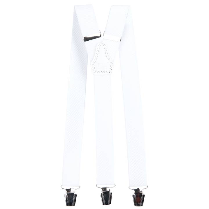 Pierre Mouton - Vendita all'ingrosso Cintura - Unisex - Bretelle bianche Monaco 3 clip/120 cm | Fatte a mano