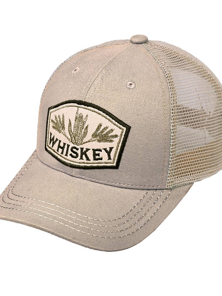 Men's Trucker Patch Hat: Whiskey (Beige) for wholesale by Funky Junque