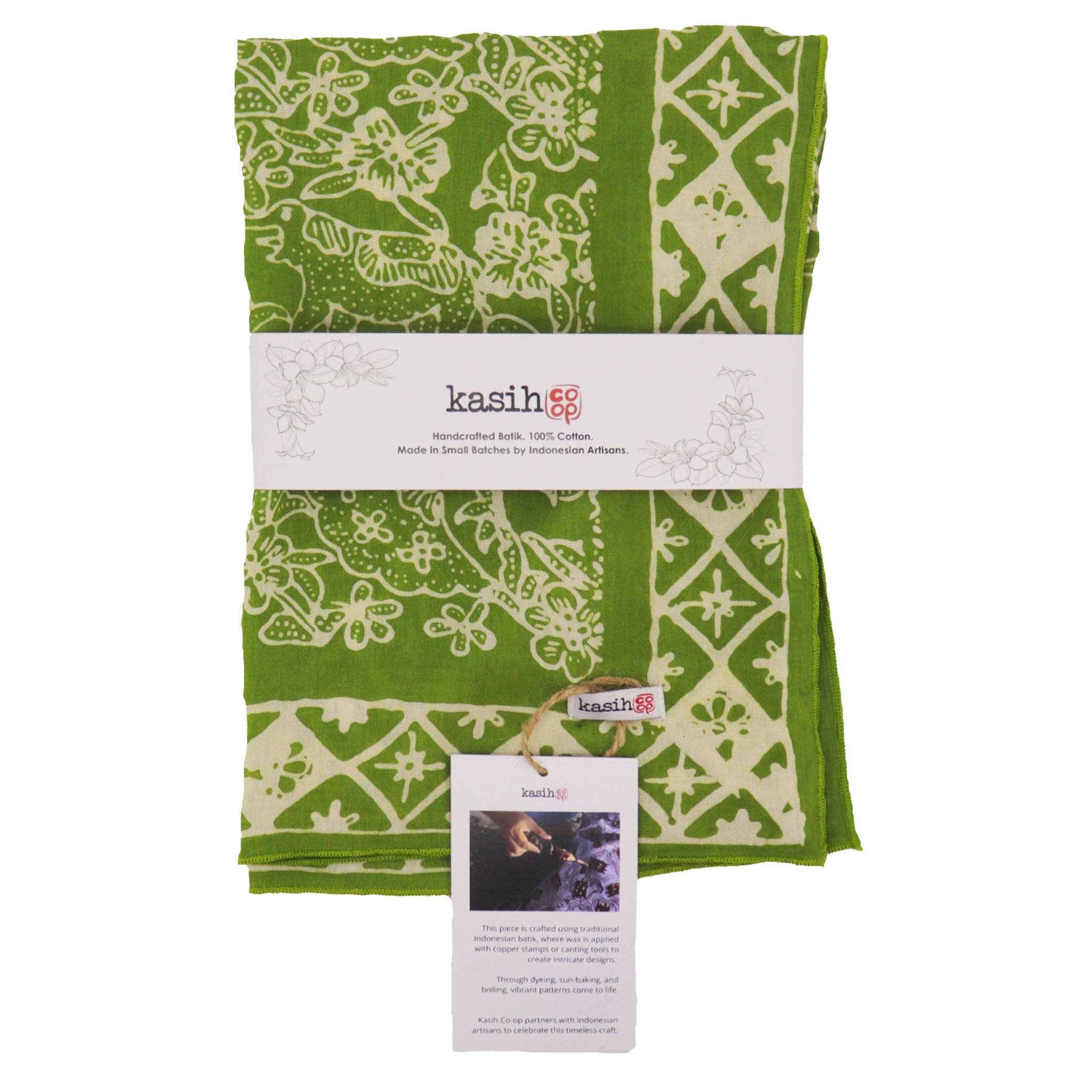 Kasih Co-op - Wholesale Bandana - Women's - Hand Dyed Batik Bandana, 100% Soft Cotton, Green Serenity6
