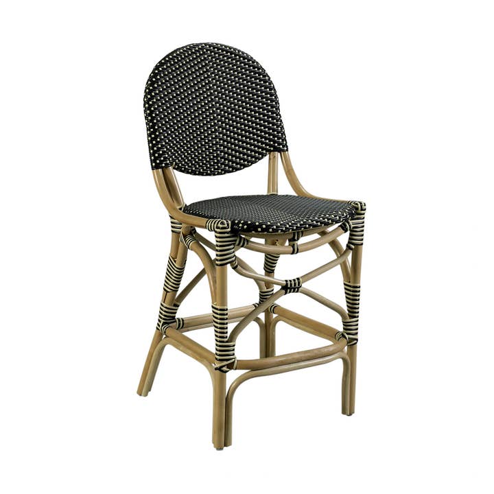 French Bistro Counter Stool - Black/beige for wholesale by Padma's Plantation