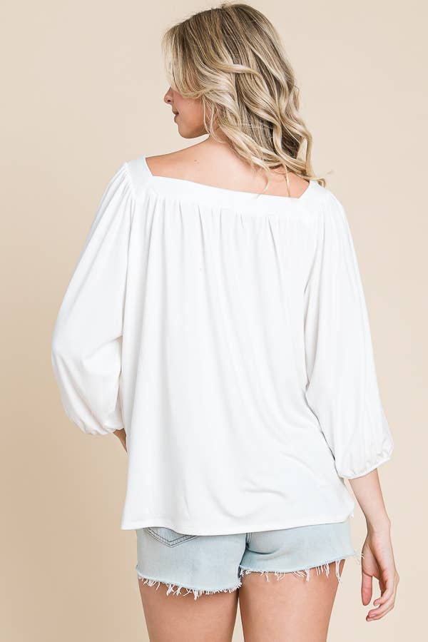 Culture Code - Wholesale Blouse - Women's - CJT1403Q - SQUARE NECK FLARE 3/4 SLEEVE TOP19