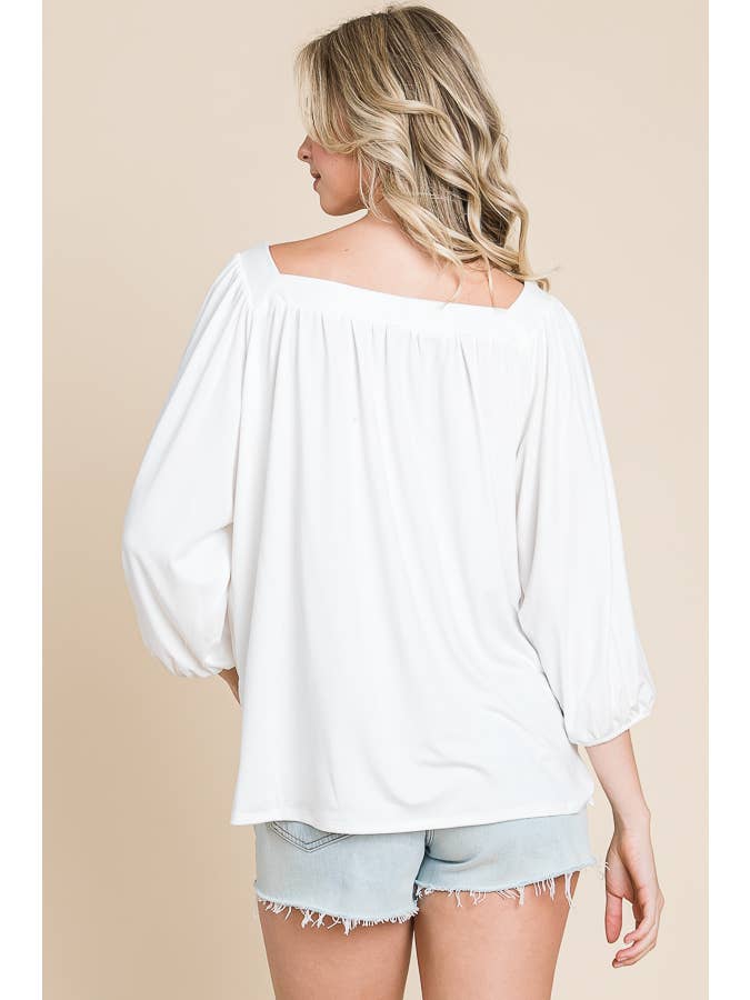 Culture Code - Wholesale Blouse - Women's - CJT1403Q - SQUARE NECK FLARE 3/4 SLEEVE TOP19