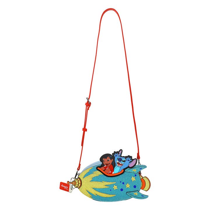 Bioworld Merchandising - Wholesale Crossbody Bag - Women's - Lilo & Stitch Rocketship Women's Novelty crossbody bag With Glitter Fabric