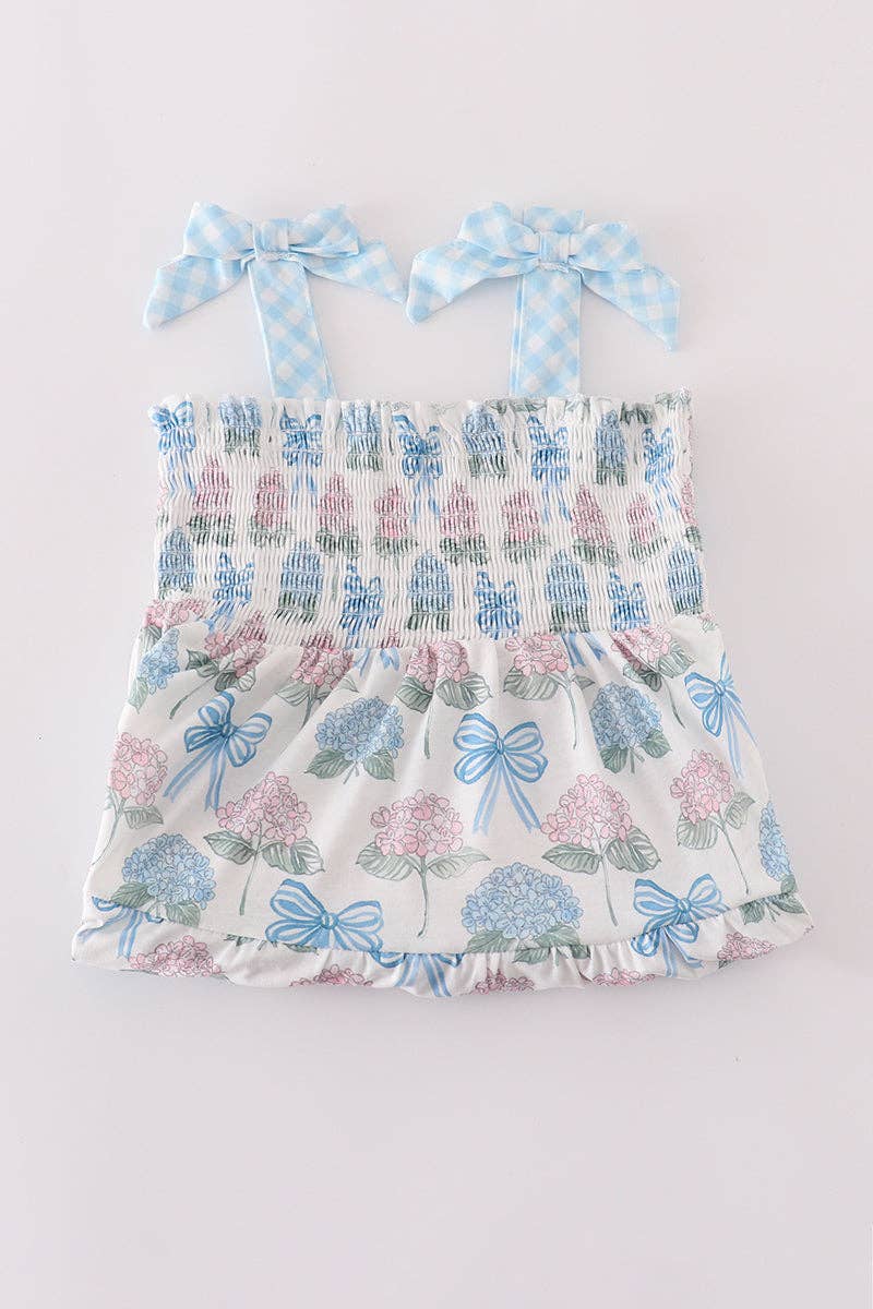 Aspen Rain Boutique - Wholesale Mommy & me sets - Blue hydrangea bow smocked mom&me dress8
