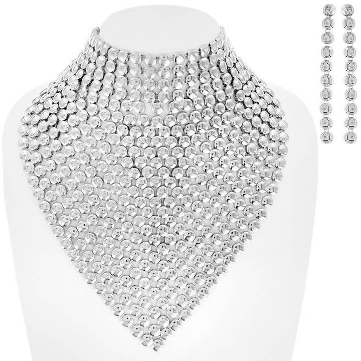 SP Sophia Collection - Wholesale Jewelry Set - Large Embellished Bib Necklace & Earring Set1