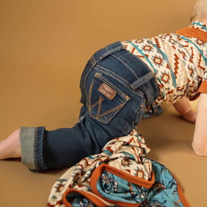 Buckaroo Baby Co. - Wholesale Bodysuit (Non-Footed) - Baby - Dutton Western Pearl Snap Collared Short Sleeve Bodysuit