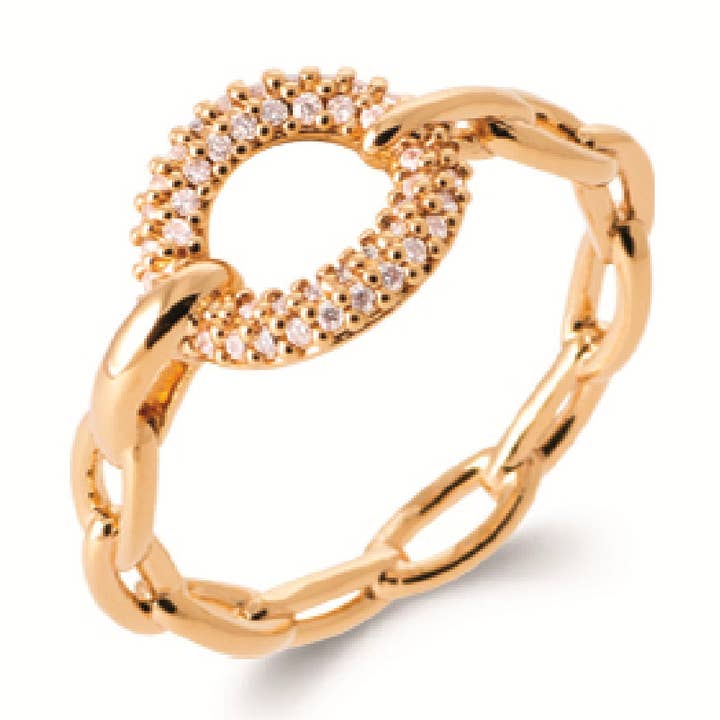 Anello placcato oro 18K Oralie con zirconi per la vendita all'ingrosso da parte di Jewelry Private Label