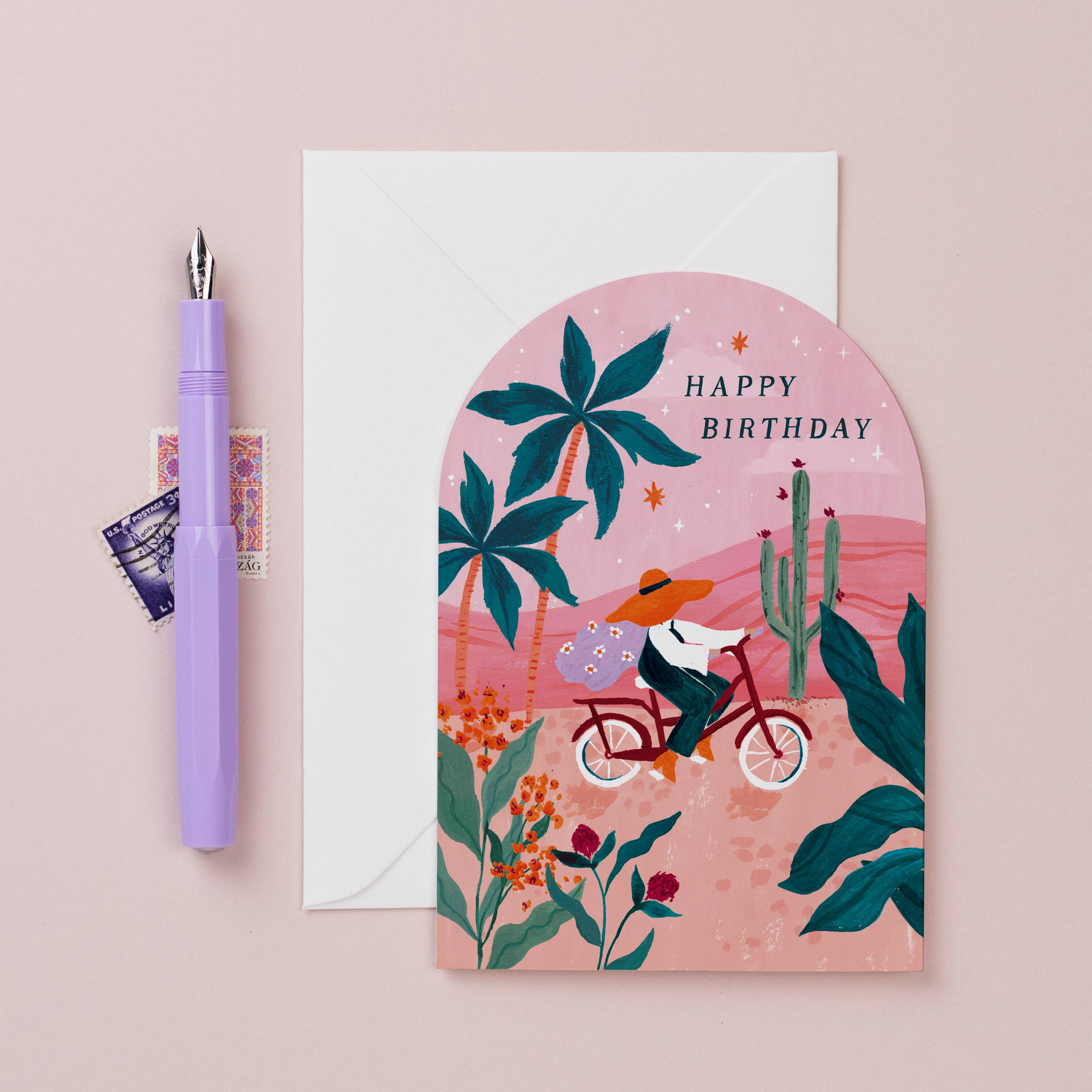 Sister Paper Co. - Wholesale Birthday Card - Sunset Bike Birthday Card | Female Birthday Card | Bohemian
