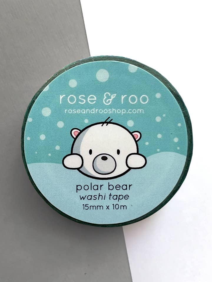Polar bear washi tape with foil detail for wholesale by rose & roo