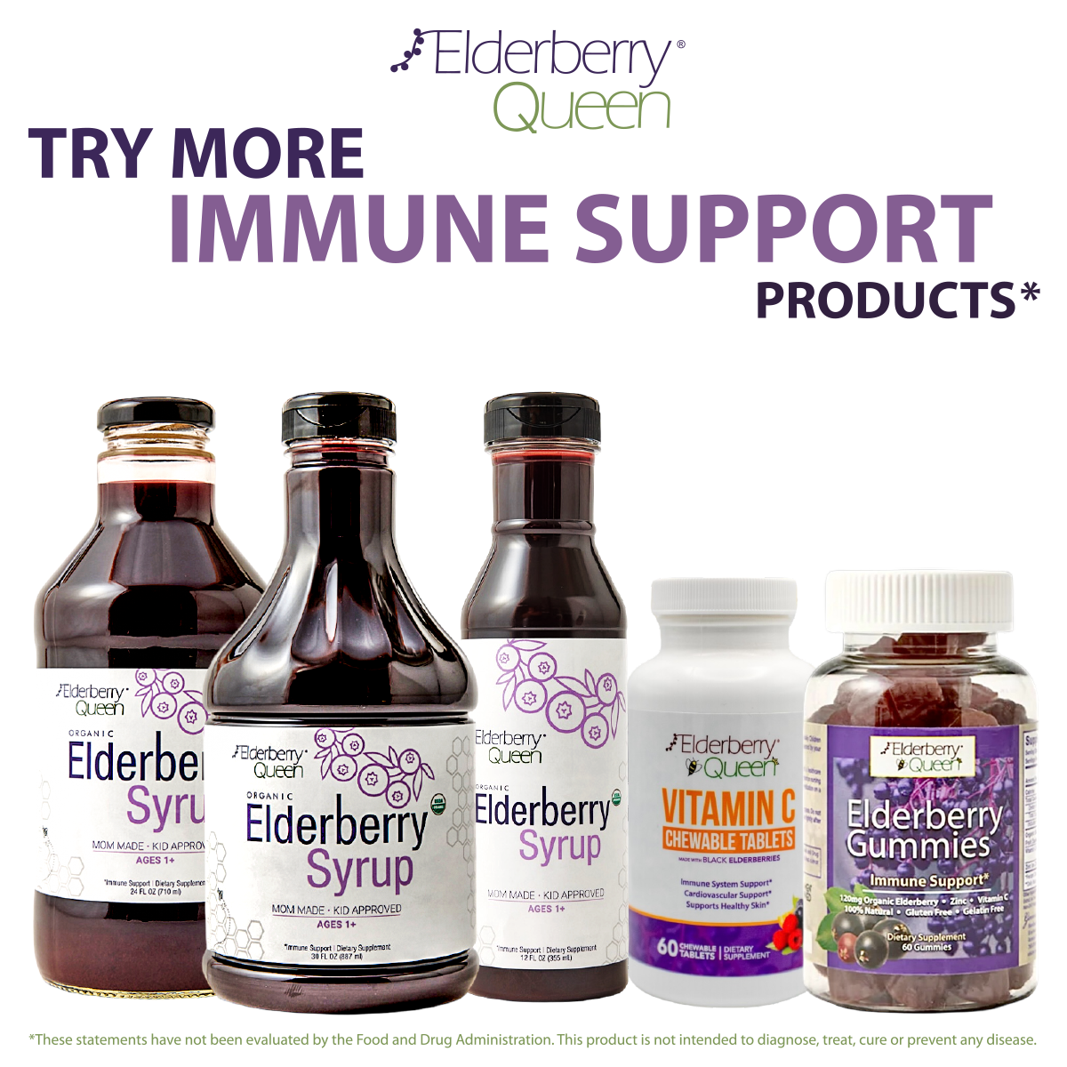 Elderberry Queen – Engroshandel Kosttilskud og vitaminer – Økologisk hyldebærsirup-12oz6