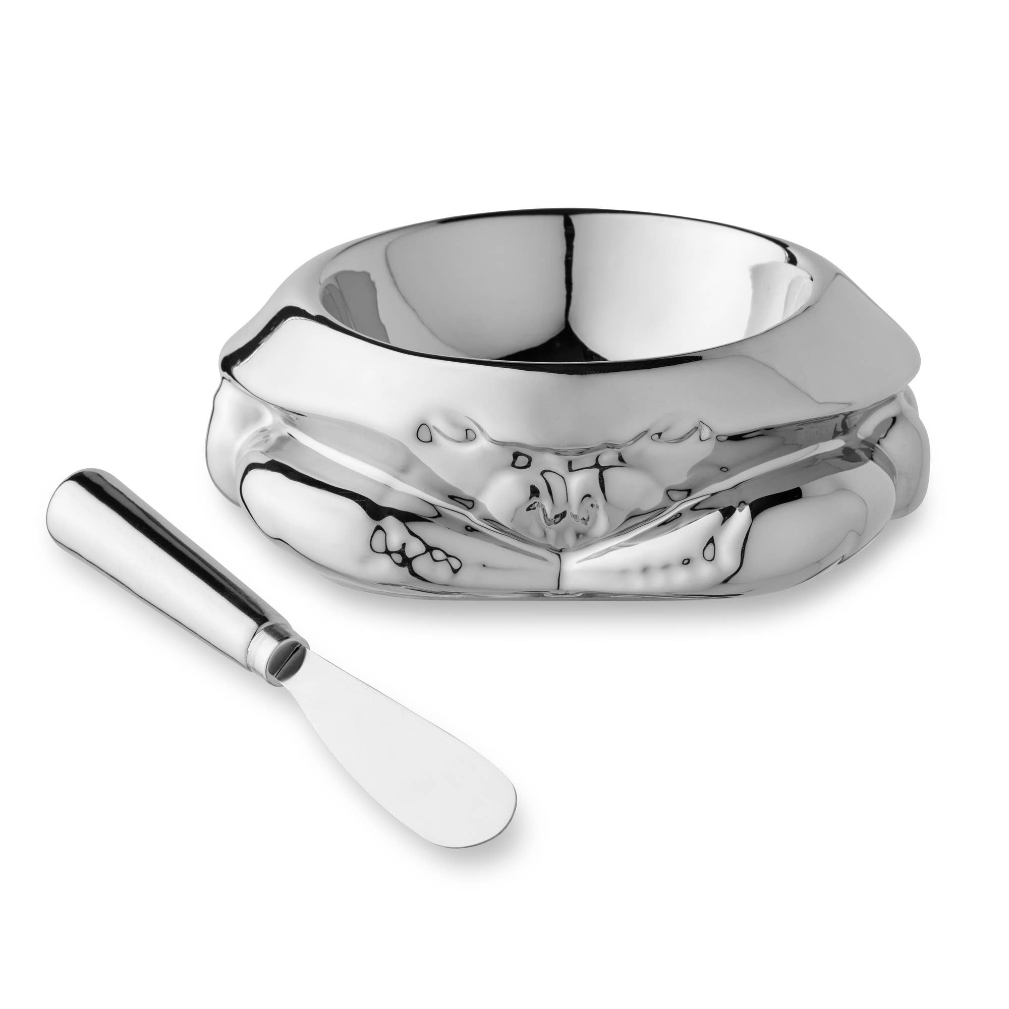 Certified International - Wholesale Condiment/Dip Bowl - Silver Plated 3-D Crab Dip Bowl with Spreader1