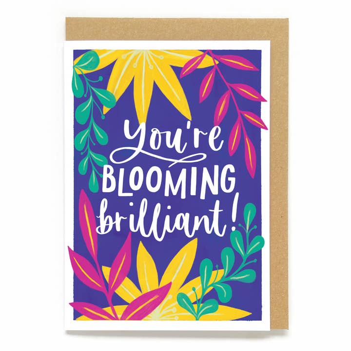 Botanical celebration card: You're blooming brilliant! for wholesale by Now Then, Sunshine!