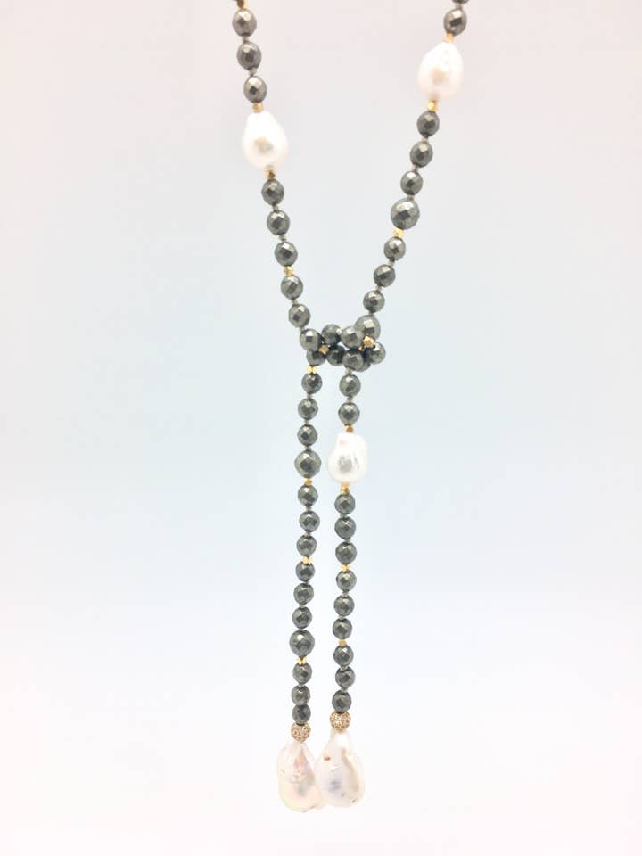 Alice Lariat - pirita/perlas barrocas blancas para venta al por mayor de In2 design