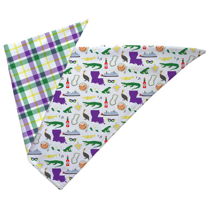 Louisiana Reversible Dog Bandana for wholesale by Boop Snoot Studio