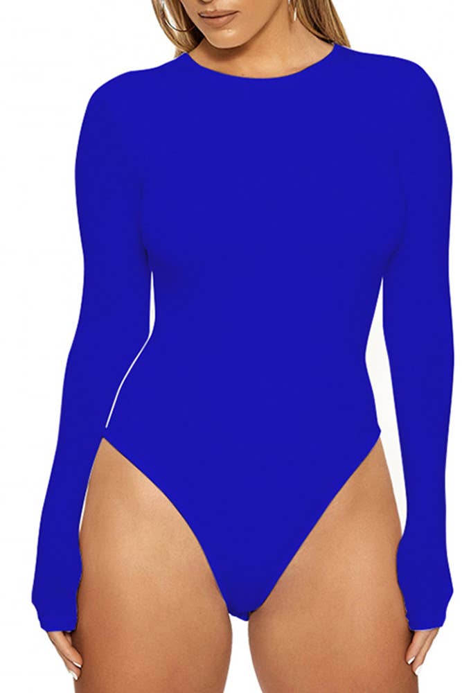 UNISHE – wholesale Bodysuit - Dam – Plain Crew Neck Långärmad Bodysuit ZJ0157
