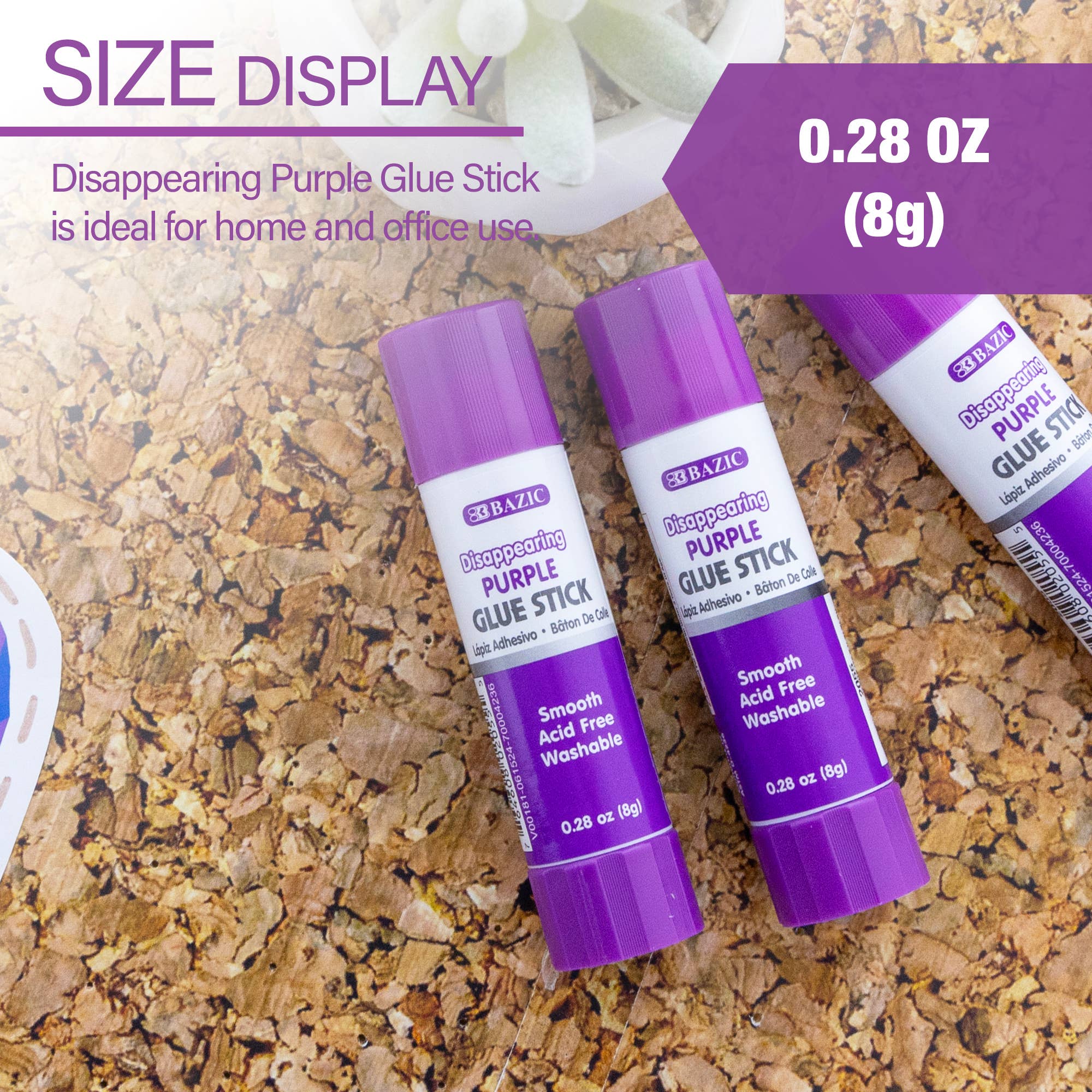 BAZIC Products - Wholesale Glue - Glue Stick Washable Disappearing Purple 0.28 oz (12 Sticks)1