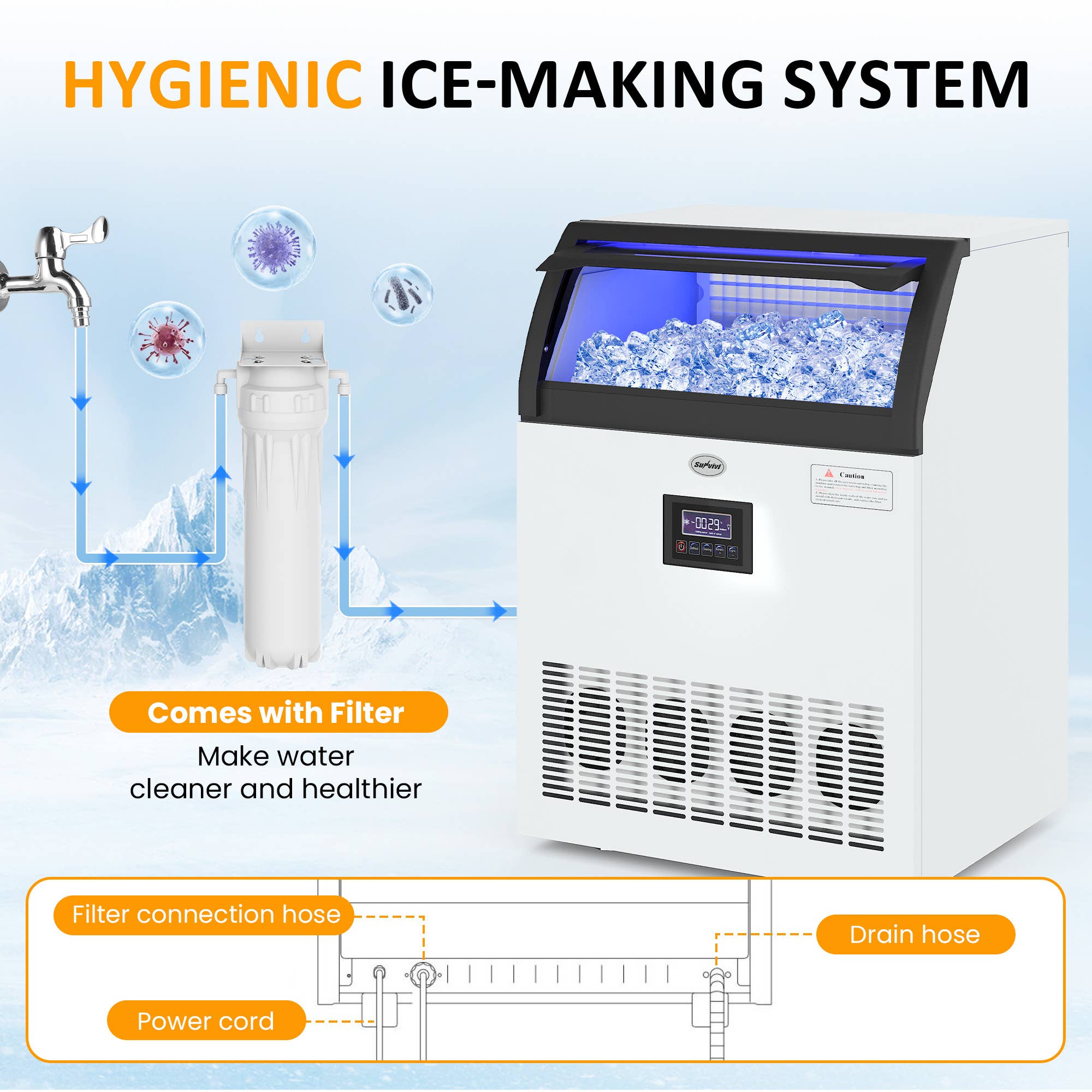 Heynemo - Wholesale Kitchen Appliance - Ice Maker, 265LBS/24H Ice Maker with 55LB Storage Bin3
