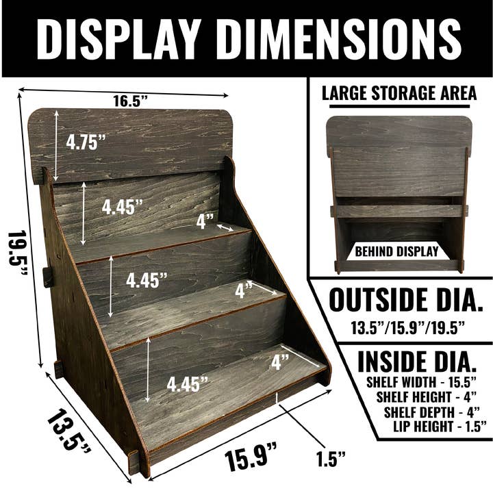 Torched Displays - Wholesale Retailer Display Stand/Case - 3 Step Riser Display Stand for Soaps, Candles and Tumblers14