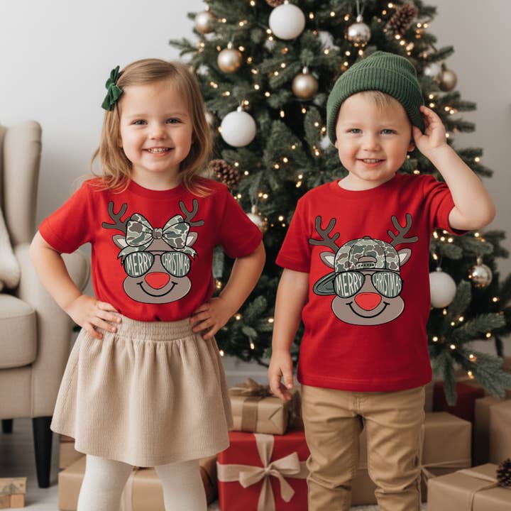 Christmas Reindeer Boy/Girl Sibling Shirts for wholesale by Southern Backroad Tees LLC