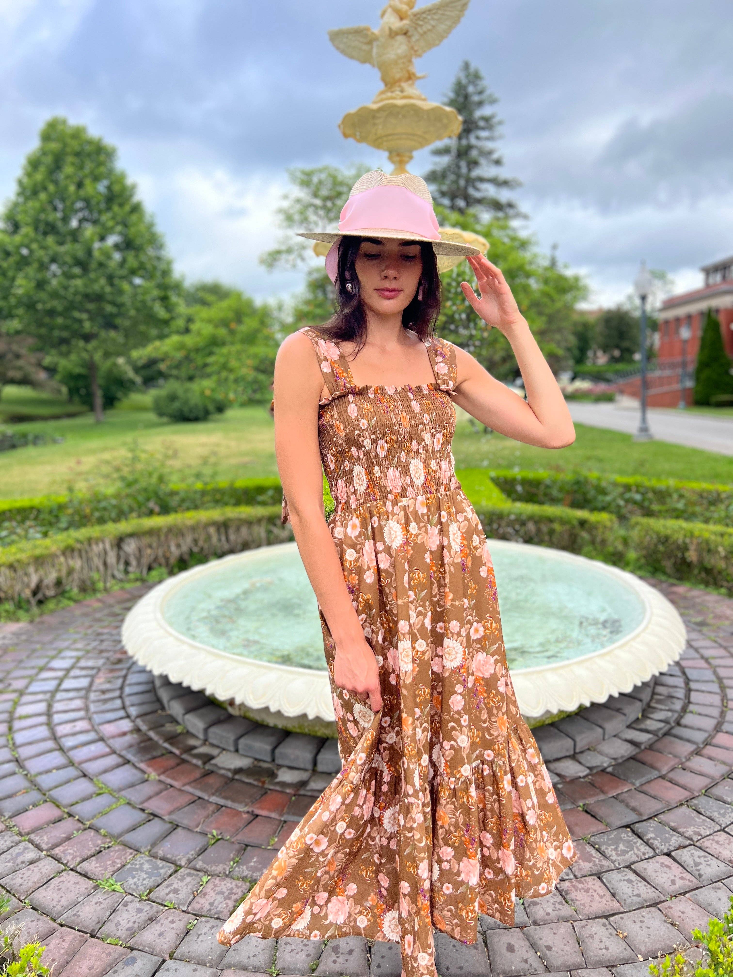 Kathleen Maeve - Vente Robe – femme - Robe Maxi Emma Bow | Chinoiserie Marron4