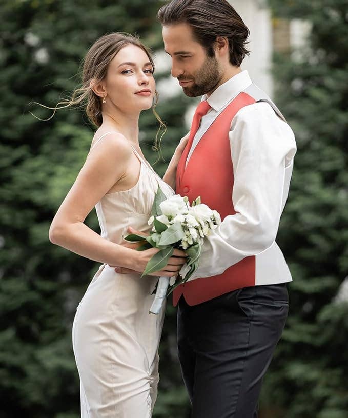 Dubal Brothers - Wholesale Suit Vest - Men's - Vittorio Farina Solid Satin Vest Set (White Back) Var. 01 (Beige-Maize)12