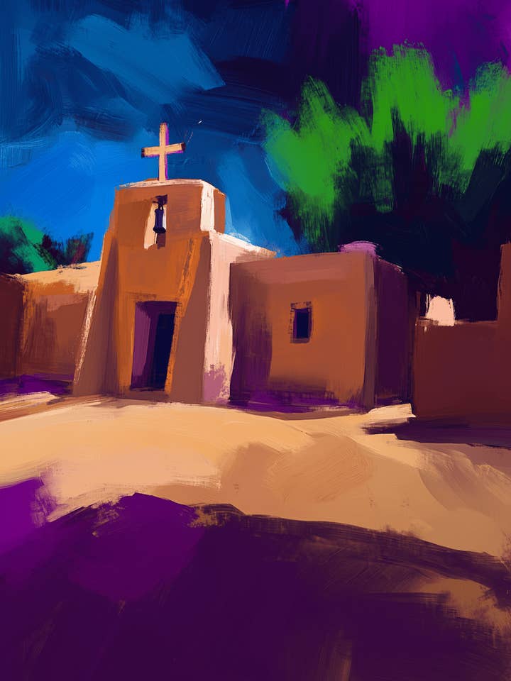 Evening Chapel Service Abstract Impressionism - Southwestern Art Prints 8"x10" Artwork for 11"x14" Frame for wholesale by Mowbi