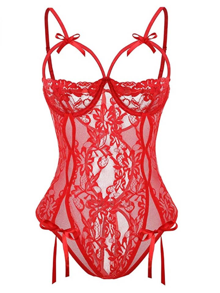 Tourtiwi - Wholesale Lingerie Bodysuit - Women's - Lace strap sexy lingerie breast-revealing bodysuit1