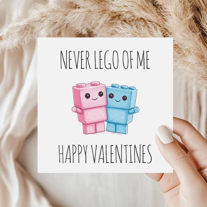 Never Lego Valentines Day Card 14.5cm Square Matte for wholesale by House of Binky