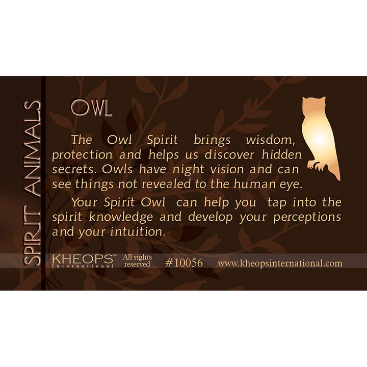 Kheops International - Wholesale Tarot Cards - Spirit Animal Info Card Owl (Each)