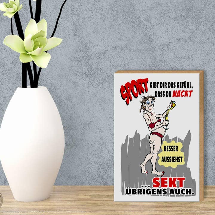 Femer - Wholesale Sign - Wooden sign alcohol 12x18cm sports, sparkling wine naked look better sign3