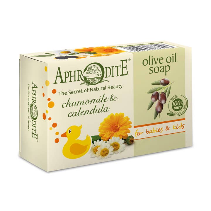 Olivenoliesæbe med kamille og morgenfrue for engroshandel hos Aphrodite Skin Care USA