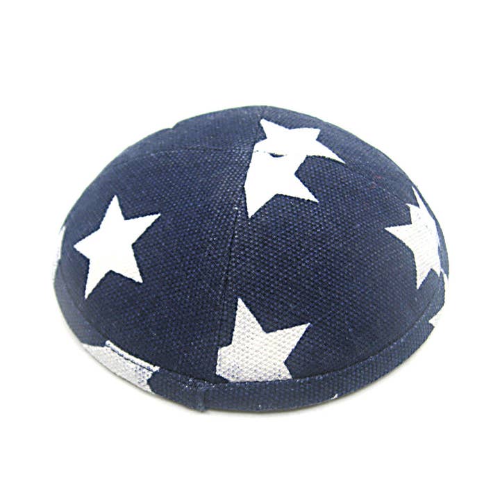 Kippah Blue White Stars Cotton for wholesale by Boker-Tov Shalom