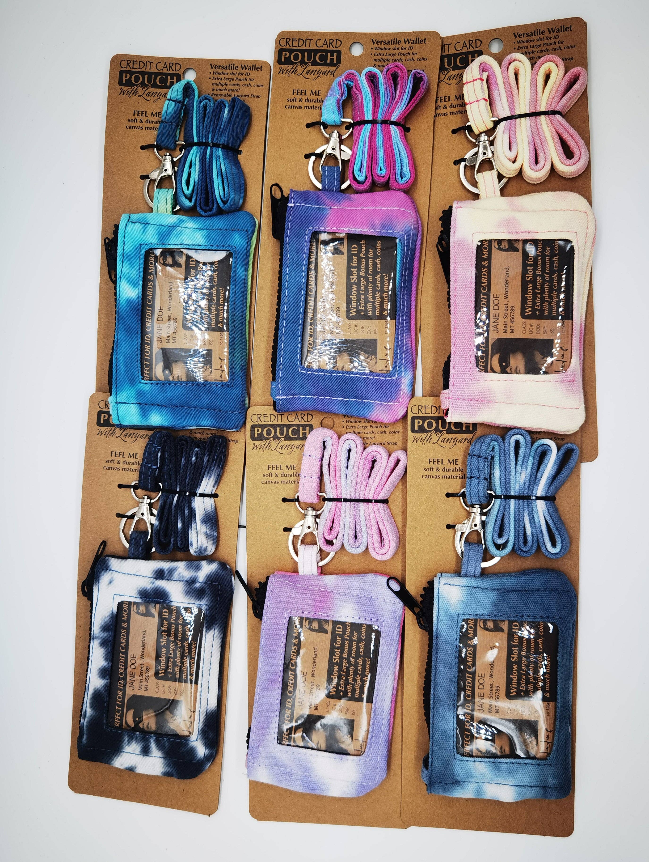 Novelty Brands - Wholesale Retailer Display - Accessories - Credit Card Pouch Lanyard Tie Dye Assortment - 6/Display3
