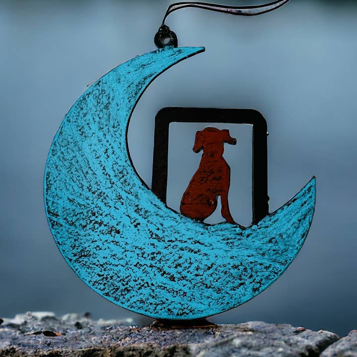 Moon Dog Ornament recycle eco friendly garden pet store gift for wholesale by Whimsies