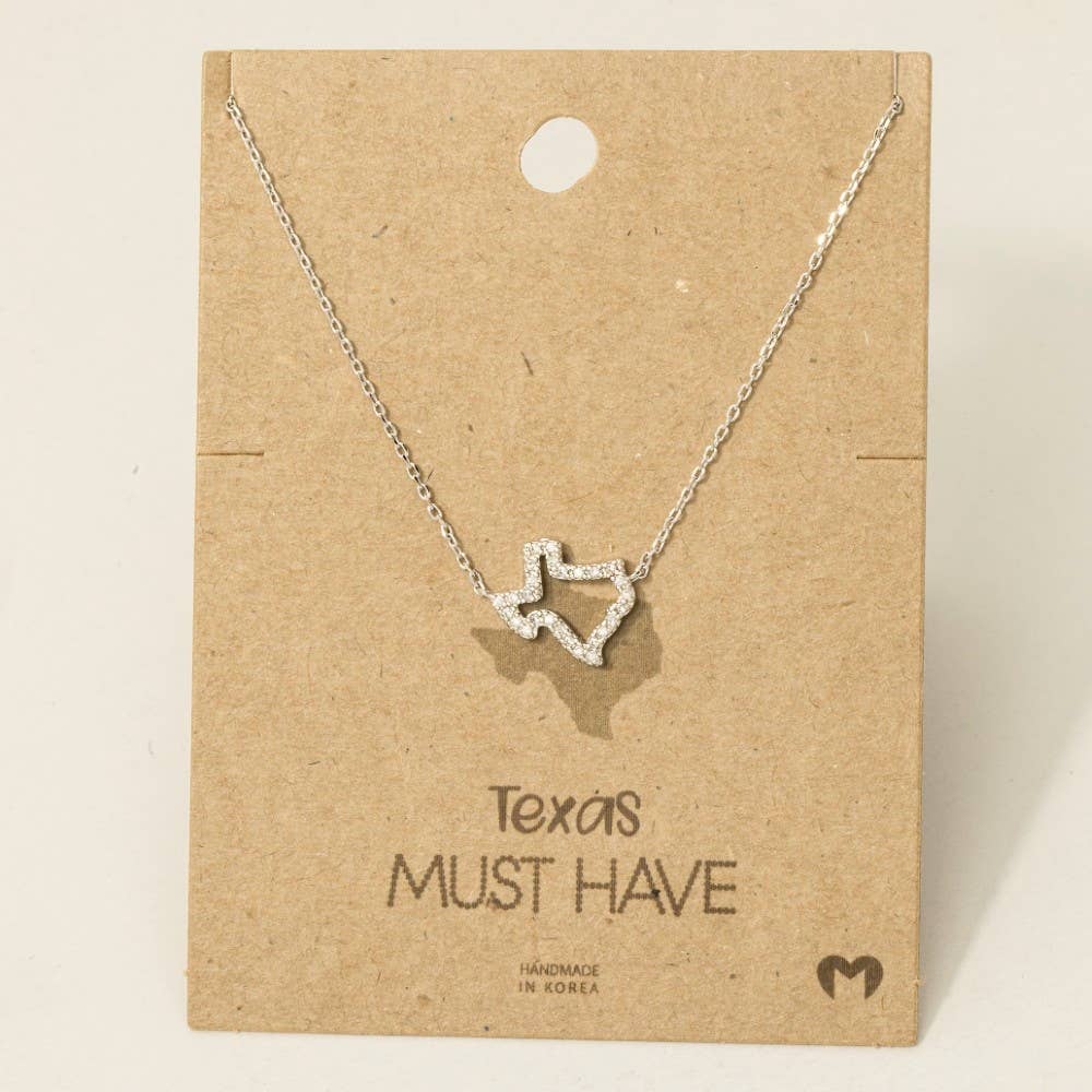 Fame Accessories – wholesale Hänge-/berlockhalsband – Rhinestone Trim Texas State hängande halsband5