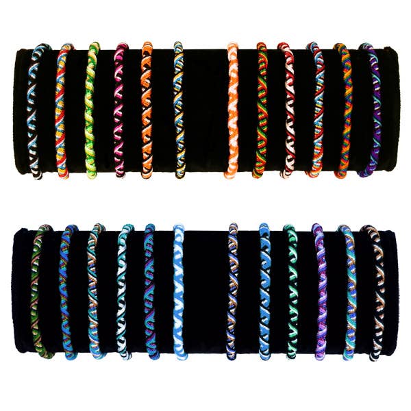 Sanyork Fair Trade - Wholesale Beaded Bracelet - Friendship Bracelets Tube Roped Pack of 50 Assorted Peru