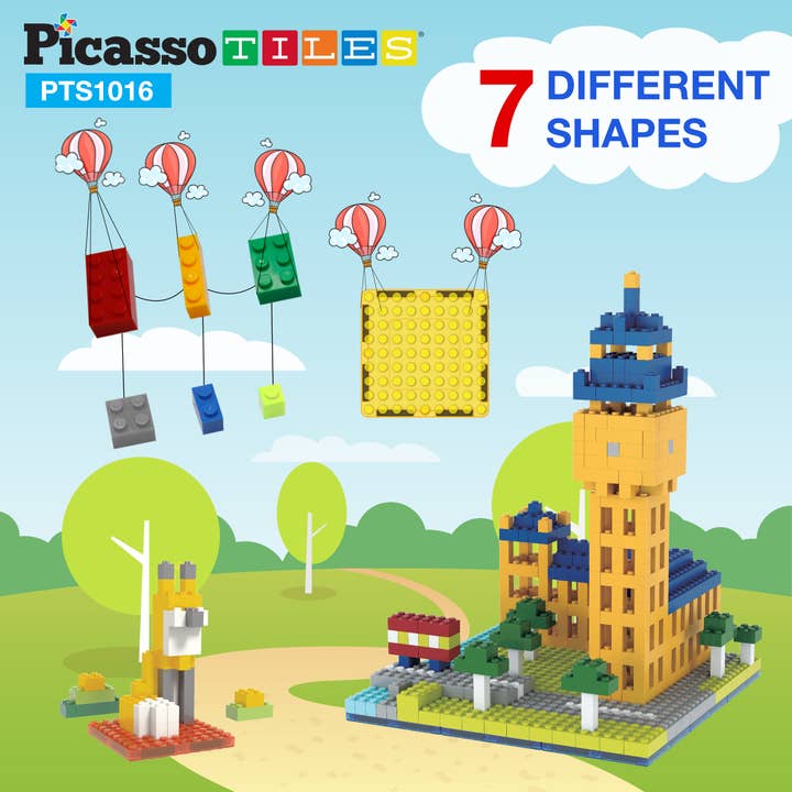 PicassoTiles - Wholesale Building Set - Kids - 1016 Piece Magnetic Brick Tiles & Bricks