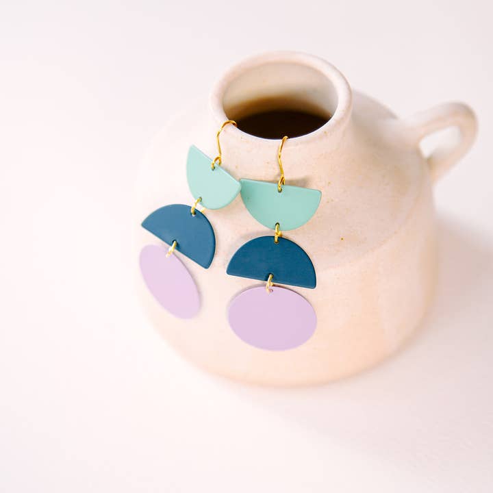 Copper Bee - Wholesale Dangle Earrings - Colour + Brass Block Statement Dangle Earrings1