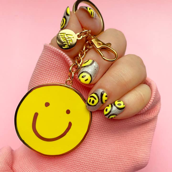 Little Good In Everyday Smiley Schlüsselanhänger für psychische Gesundheit für den Großhandel von Liz Harry Design