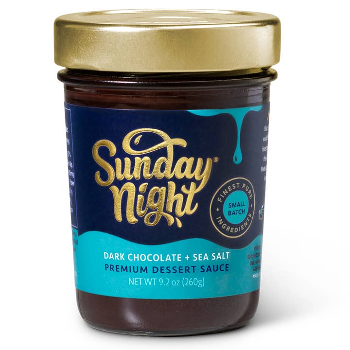Sunday Night Foods – Großhandel Schokoladensoße/-aufstrich – Dunkle Schokolade + Meersalz-Schokoladensauce