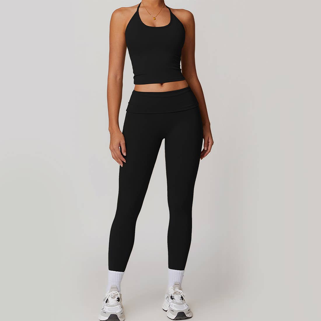 Sodalemon - Wholesale Activewear set – Women′s - 2 Pcs Set Women Sports Tank Top And Flod Over Leggings0