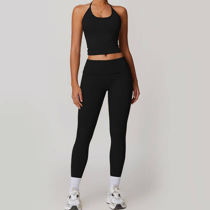 Sodalemon - Wholesale Activewear set – Women′s - 2 Pcs Set Women Sports Tank Top And Flod Over Leggings0