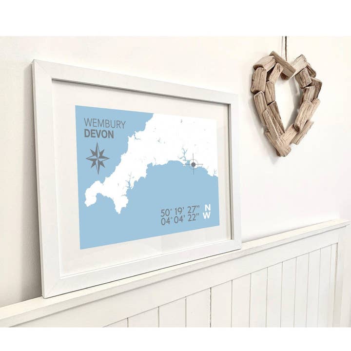 Küstenkarte von Wembury Drucken für den Großhandel von SeaKisses