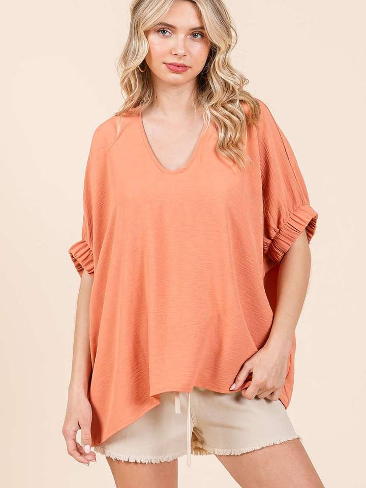 mittoshop - Wholesale Blouse - Women's - DOLMAN ELASTIC SLEEVE OVERSIZED TOP