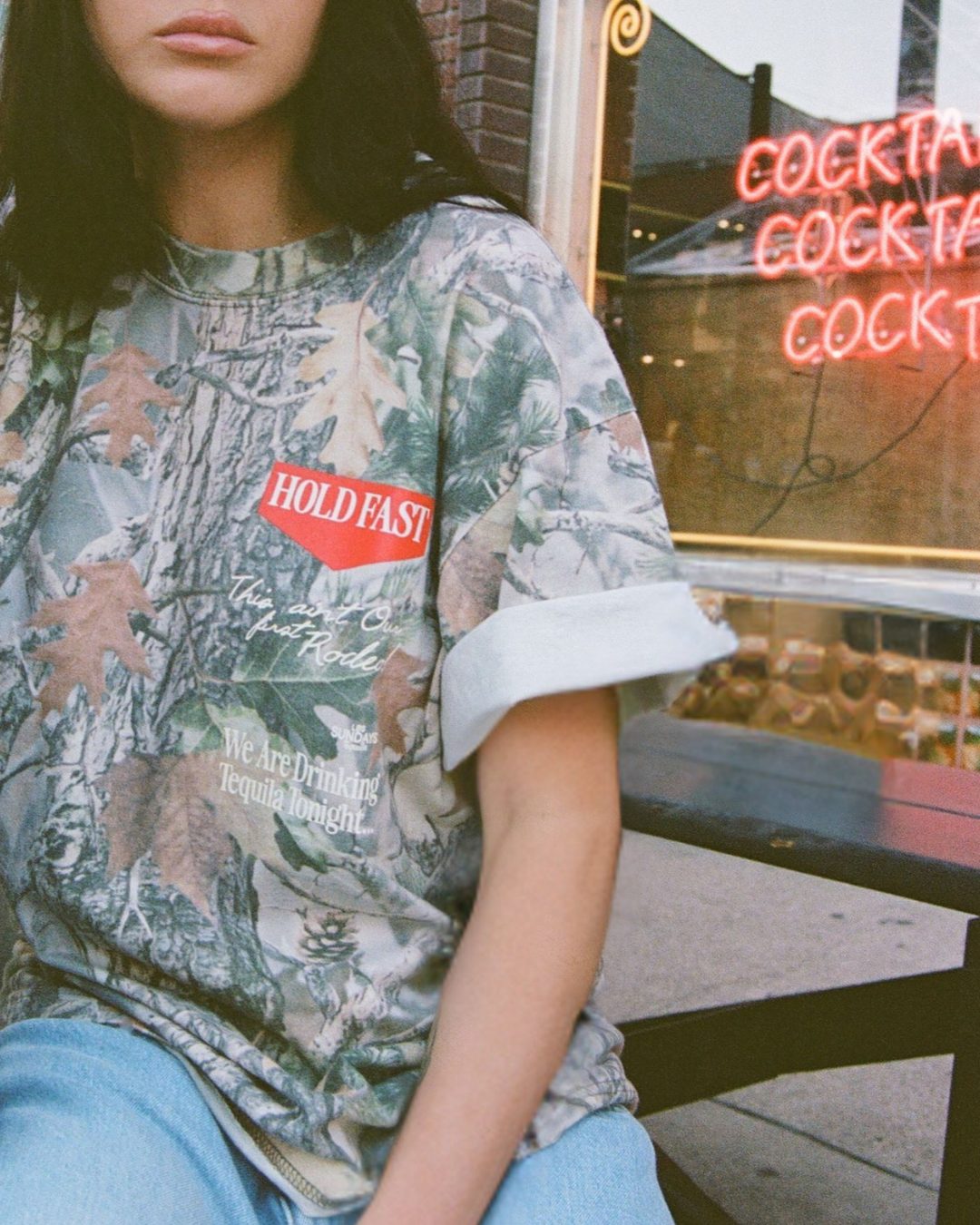 Los Sundays Tequila - Wholesale Screen Printed T-Shirt - Unisex - The Hold Fast Tee - Camo/White3