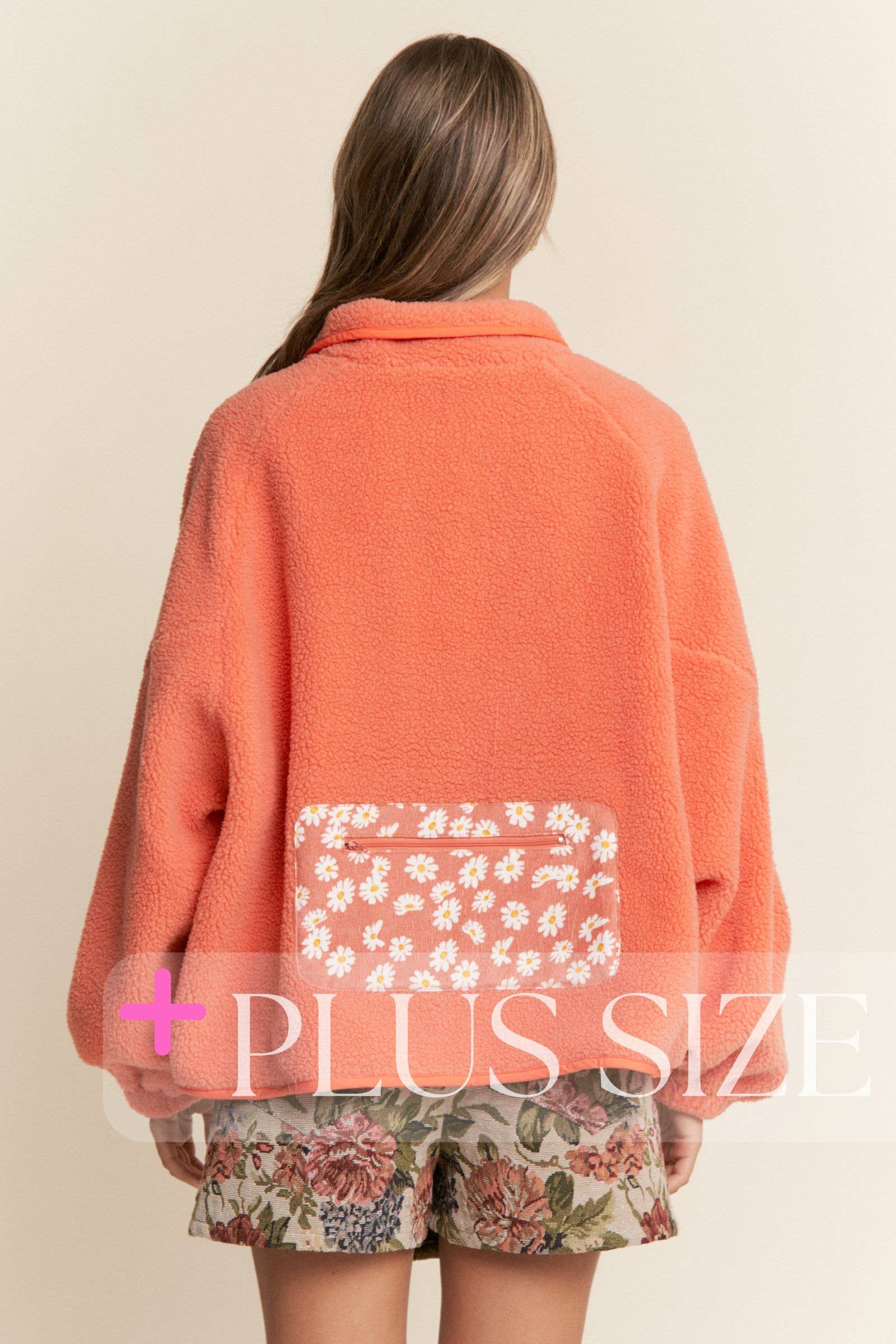 J.NNA – wholesale Jacka - Dam – Teddy Sherpa Blommig Jacka med Dragkedja S-L / 1X-3X11