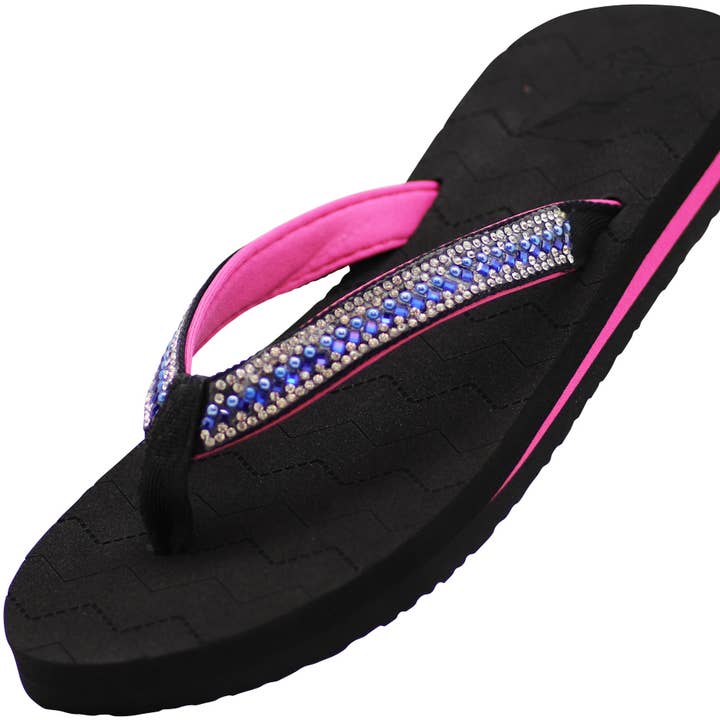 Eastern Off Price - Wholesale Flip Flops - Women's - Norty Women's Everyday Sandal 41424 Black Rhinestone0
