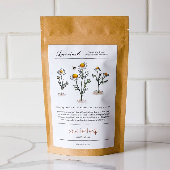 UNWIND: Organically Grown Whole Flower Chamomile for wholesale by societea