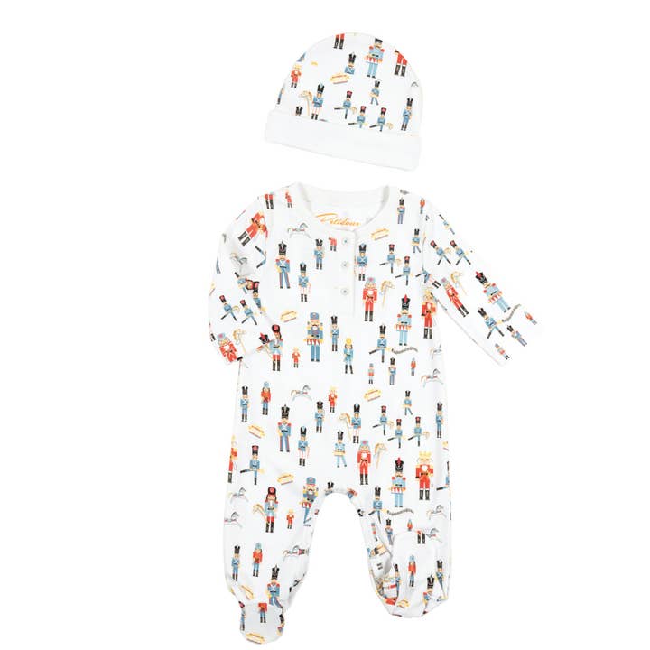"Nutcracker and Toy Soldiers" baby onesie Pima cotton for wholesale by Petidoux