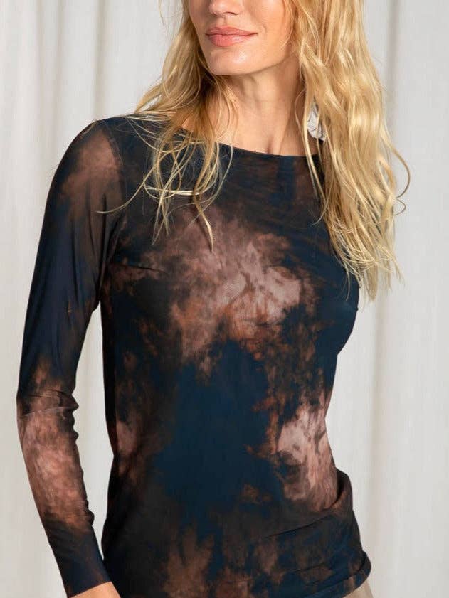 AMB Designs - Vendita all'ingrosso Camicetta - Donna - Velvet Dye Earth - Top a doppia velatura modello Florence1